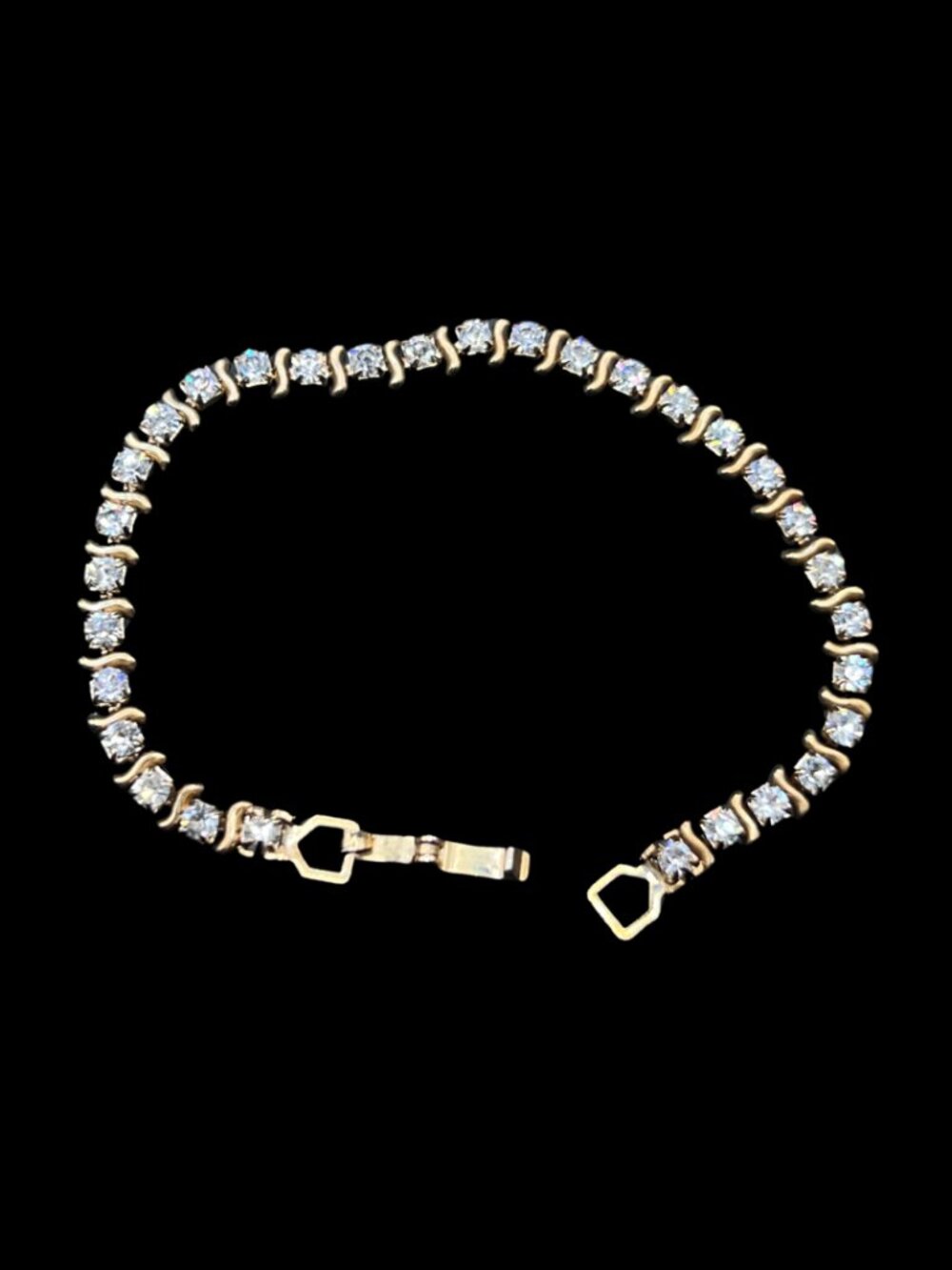 Vintage Faux Diamond Tennis Bracelet and Earring Set in Gift Box